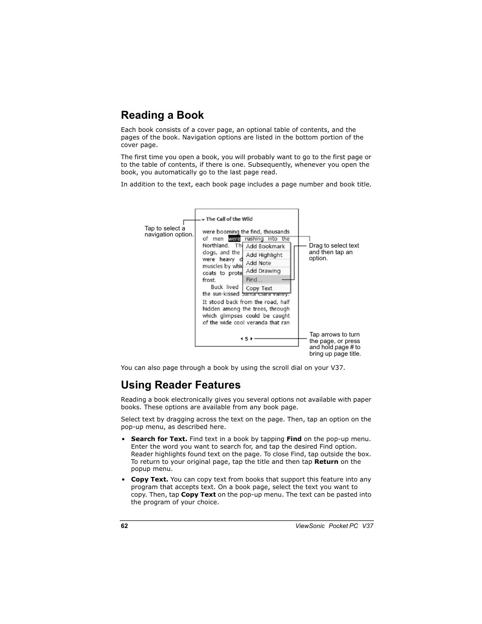 5hdglqj d %rrn, 8vlqj 5hdghu )hdwxuhv | VIEWSONIC V 37 User Manual | Page 69 / 92