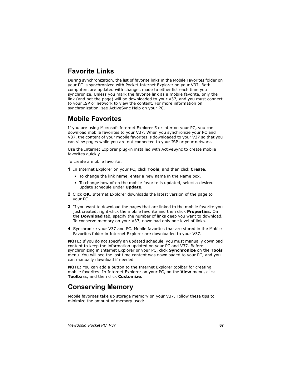 Dyrulwh /lqnv, 0reloh )dyrulwhv, Rqvhuylqj 0hpru | VIEWSONIC V 37 User Manual | Page 74 / 92