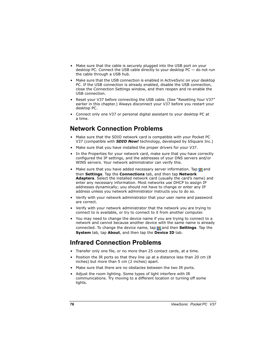 1hwzrun &rqqhfwlrq 3ureohpv, Qiuduhg &rqqhfwlrq 3ureohpv | VIEWSONIC V 37 User Manual | Page 83 / 92