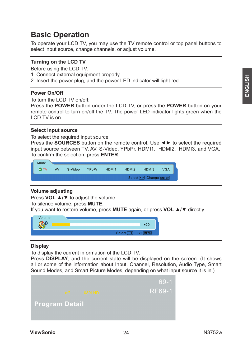 Basic operation | VIEWSONIC N3752w User Manual | Page 26 / 40