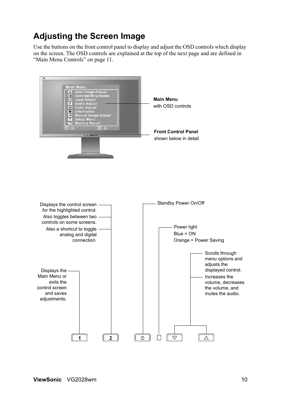 Adjusting the screen image | VIEWSONIC LCD DISPLAY VS13390 User Manual | Page 13 / 26