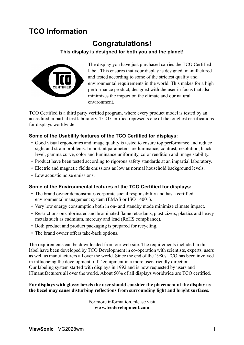 VIEWSONIC LCD DISPLAY VS13390 User Manual | Page 2 / 26