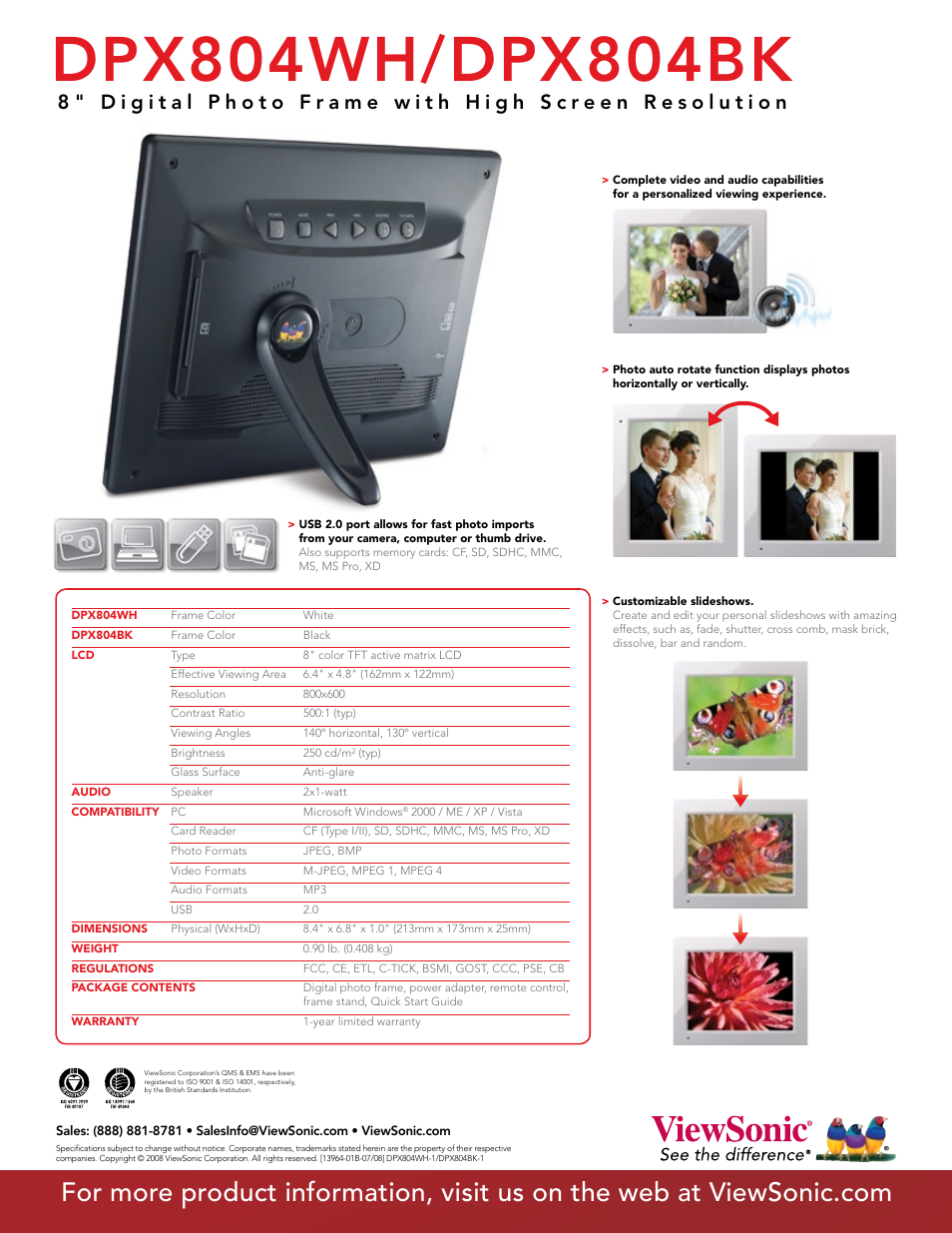 VIEWSONIC DPX804BK User Manual | Page 2 / 2