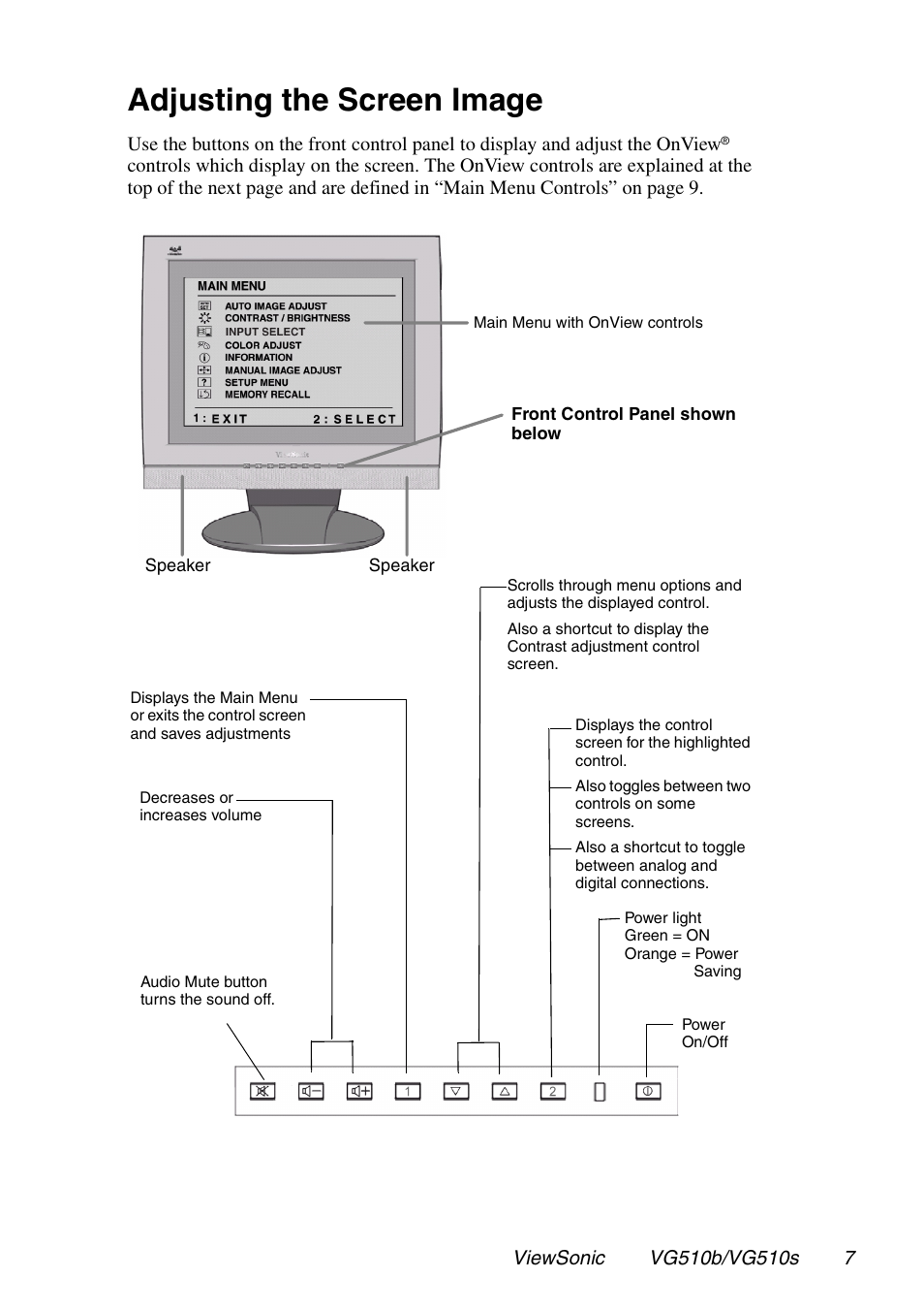 Adjusting the screen image | VIEWSONIC G510b User Manual | Page 8 / 20