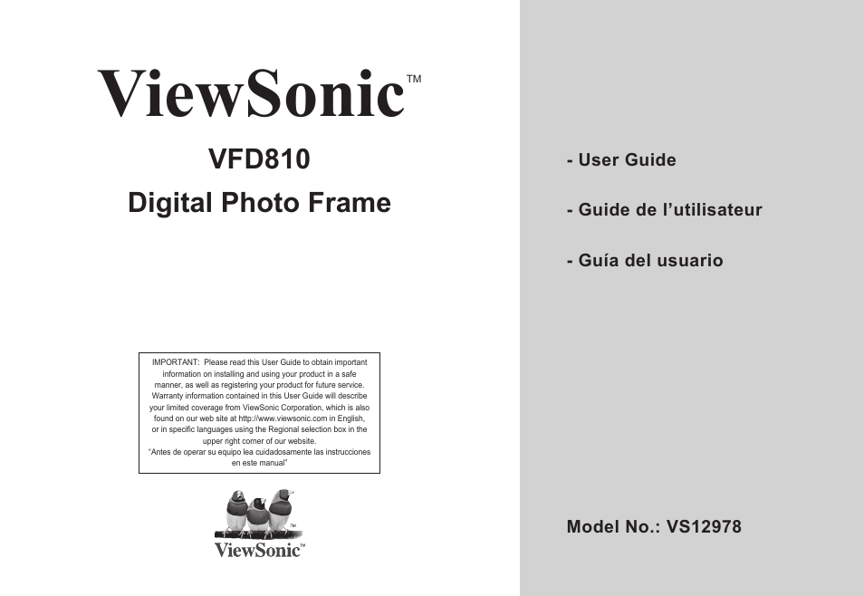 VIEWSONIC VS12978 User Manual | 22 pages
