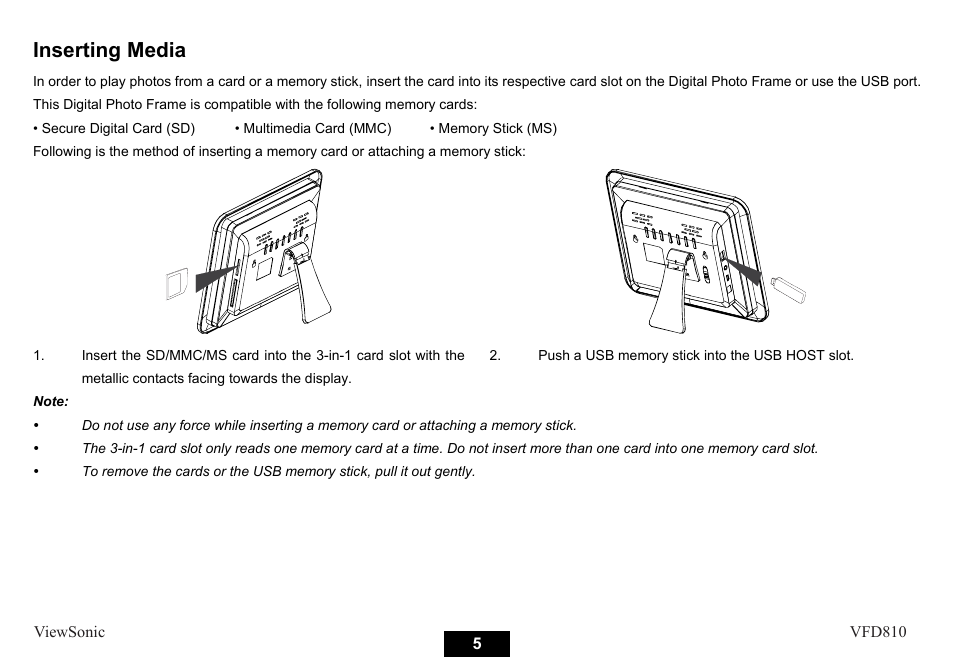 Inserting media | VIEWSONIC VS12978 User Manual | Page 11 / 22