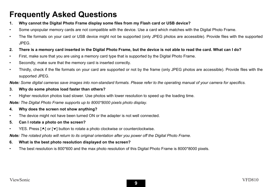 Frequently asked questions | VIEWSONIC VS12978 User Manual | Page 15 / 22