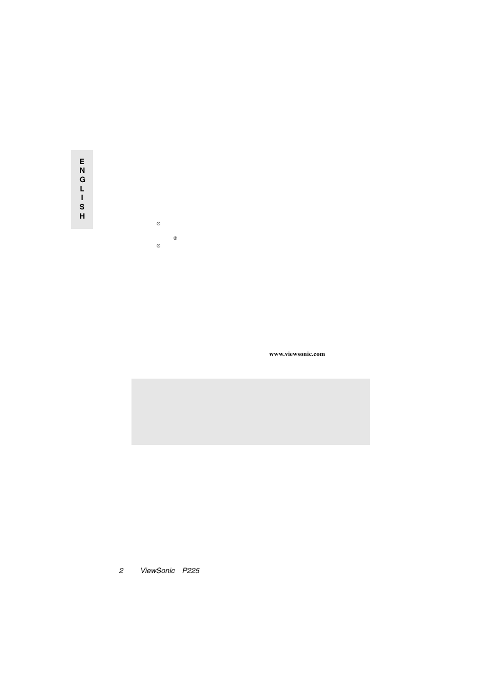 Product registration | VIEWSONIC P225 User Manual | Page 3 / 20