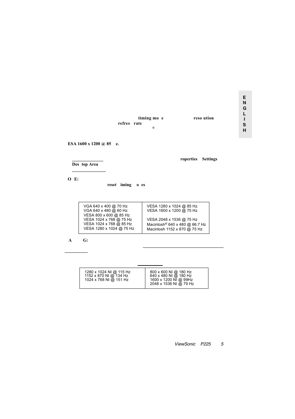 Using the monitor, Setting the timing mode | VIEWSONIC P225 User Manual | Page 6 / 20