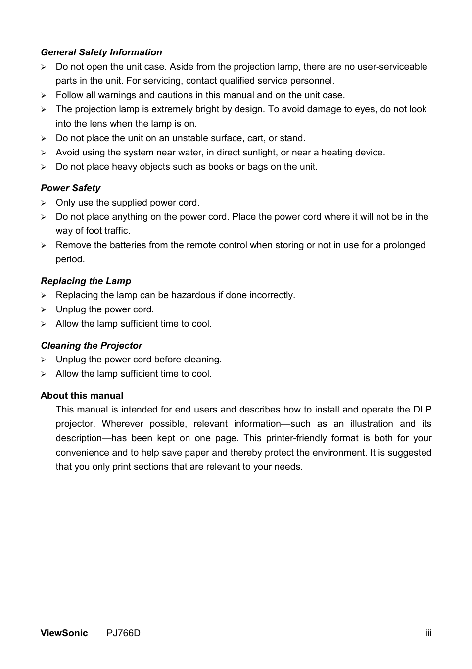 VIEWSONIC PJ766D-1 User Manual | Page 4 / 50