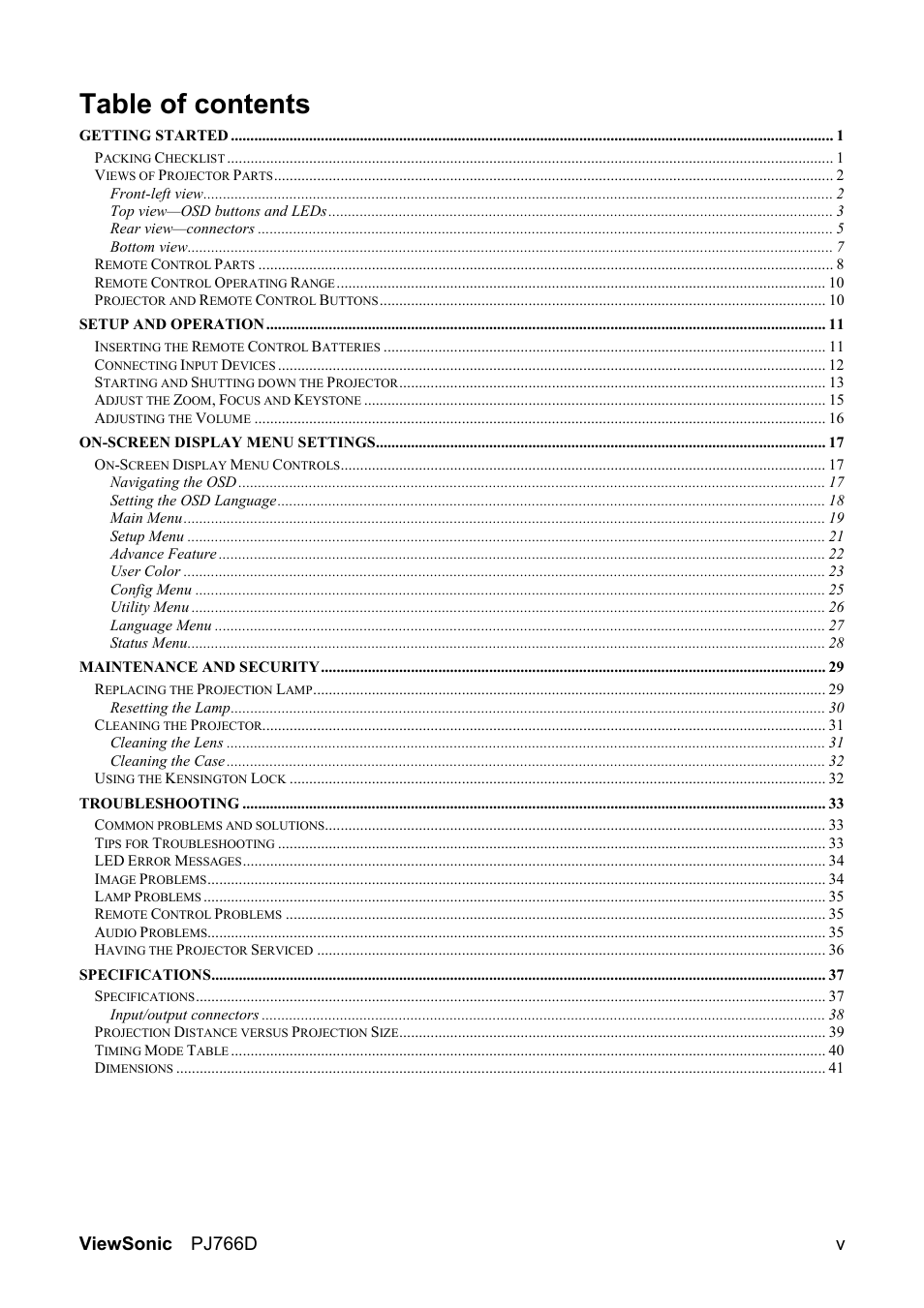 VIEWSONIC PJ766D-1 User Manual | Page 6 / 50