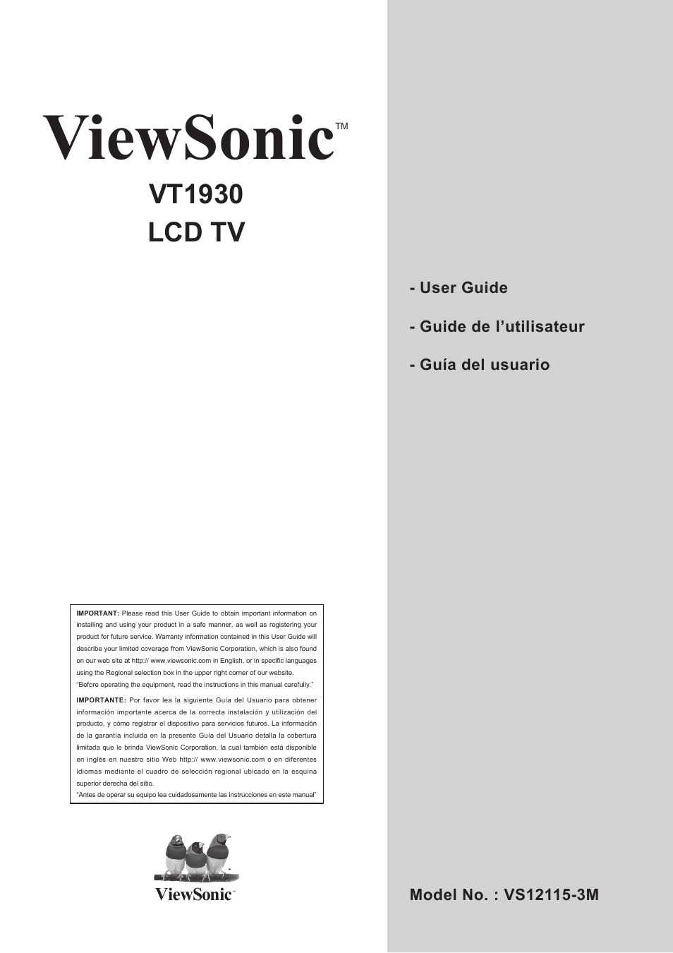 VIEWSONIC VS12115-3M User Manual | 47 pages