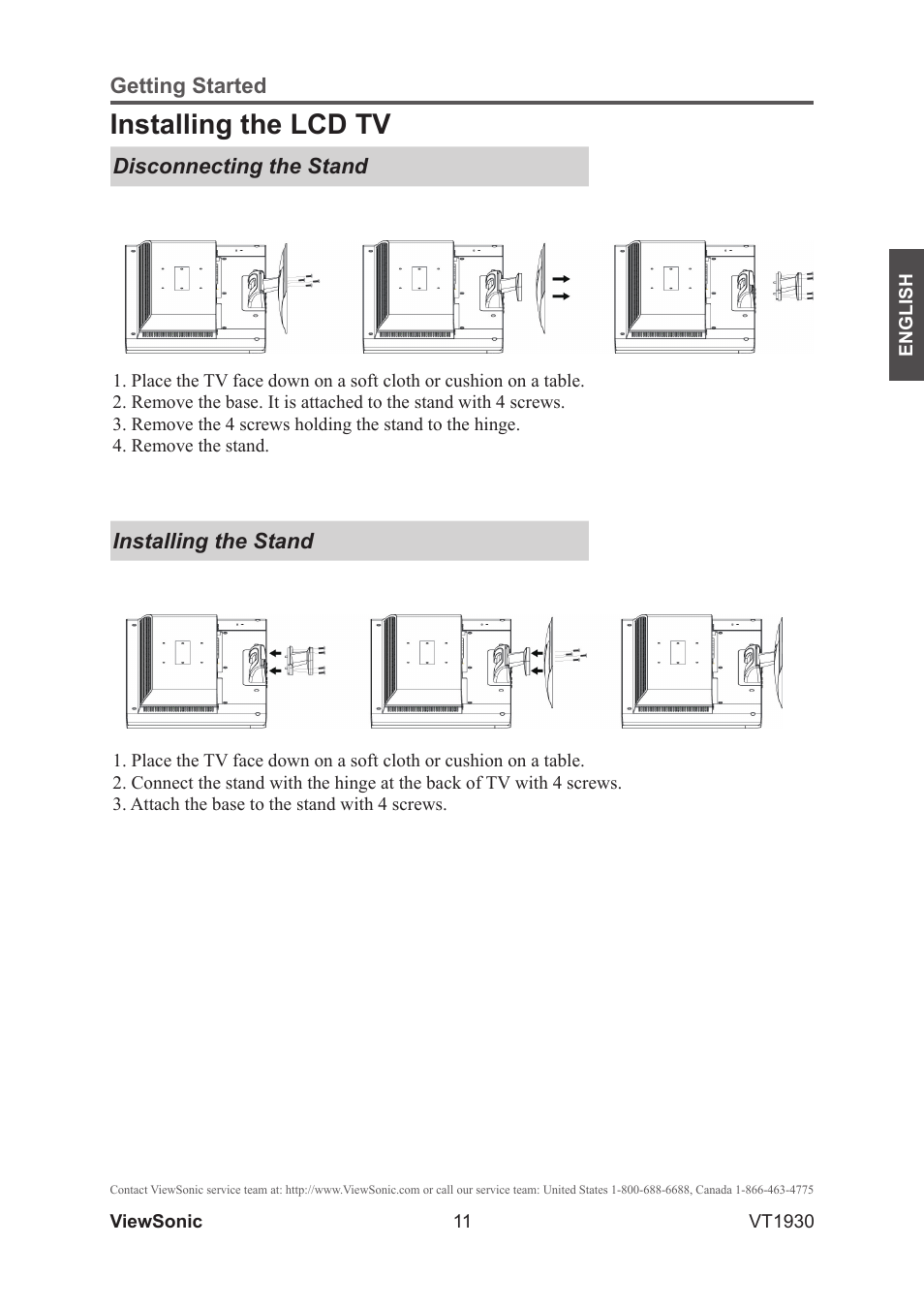 Installing the lcd tv | VIEWSONIC VS12115-3M User Manual | Page 16 / 47