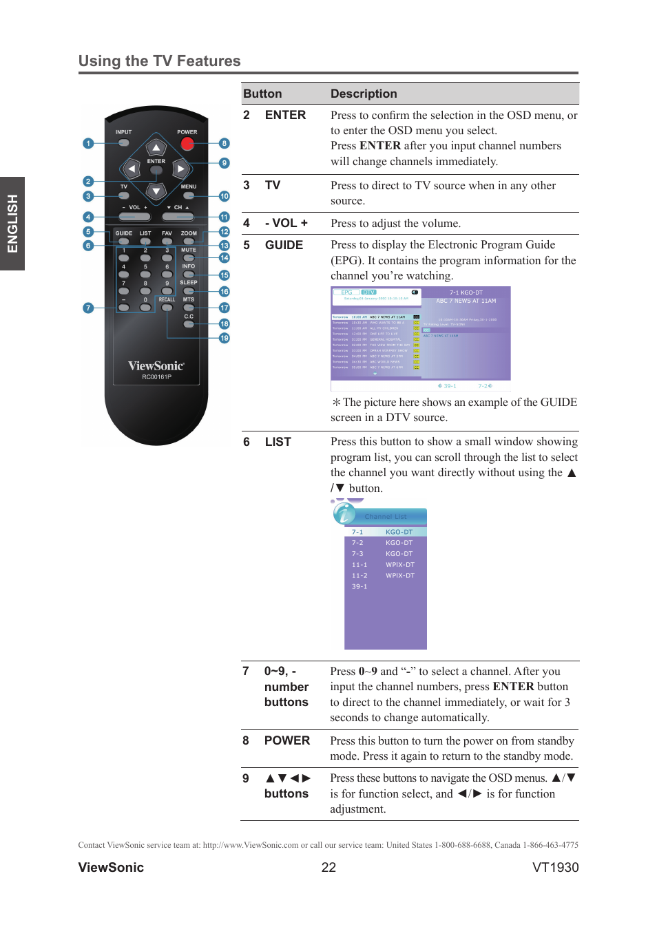 Using the tv features | VIEWSONIC VS12115-3M User Manual | Page 27 / 47