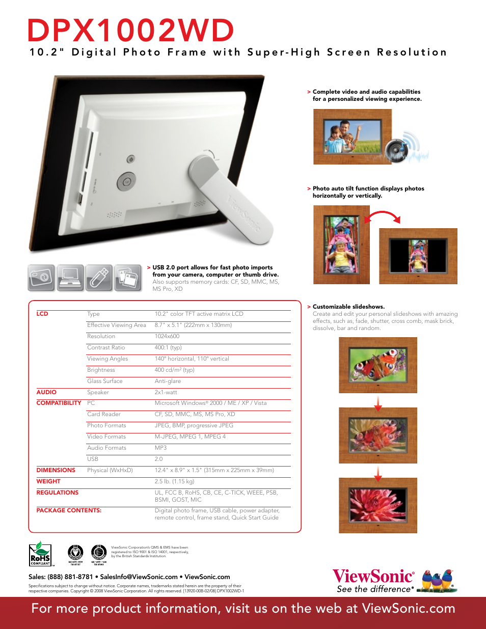 Dpx1002wd | VIEWSONIC DPX1002WD User Manual | Page 2 / 2