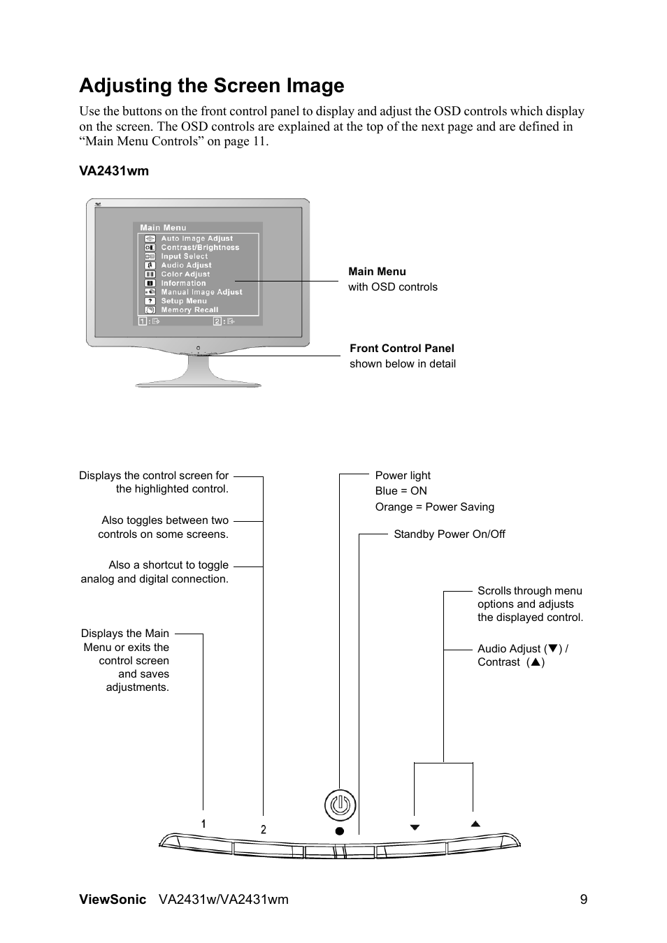 Adjusting the screen image | VIEWSONIC VS12996 User Manual | Page 12 / 26