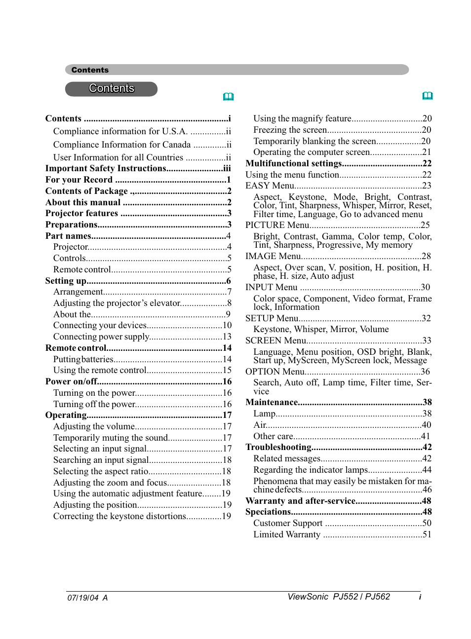 Rqwhqwv | VIEWSONIC PJ552 User Manual | Page 2 / 56