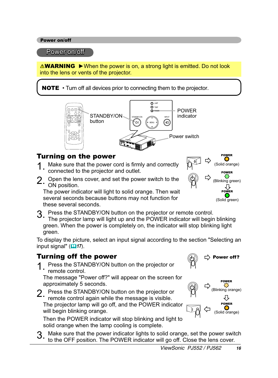 3rzhurqrii, 7xuqlqjrqwkhsrzhu, 7xuqlqjriiwkhsrzhu | VIEWSONIC PJ552 User Manual | Page 20 / 56