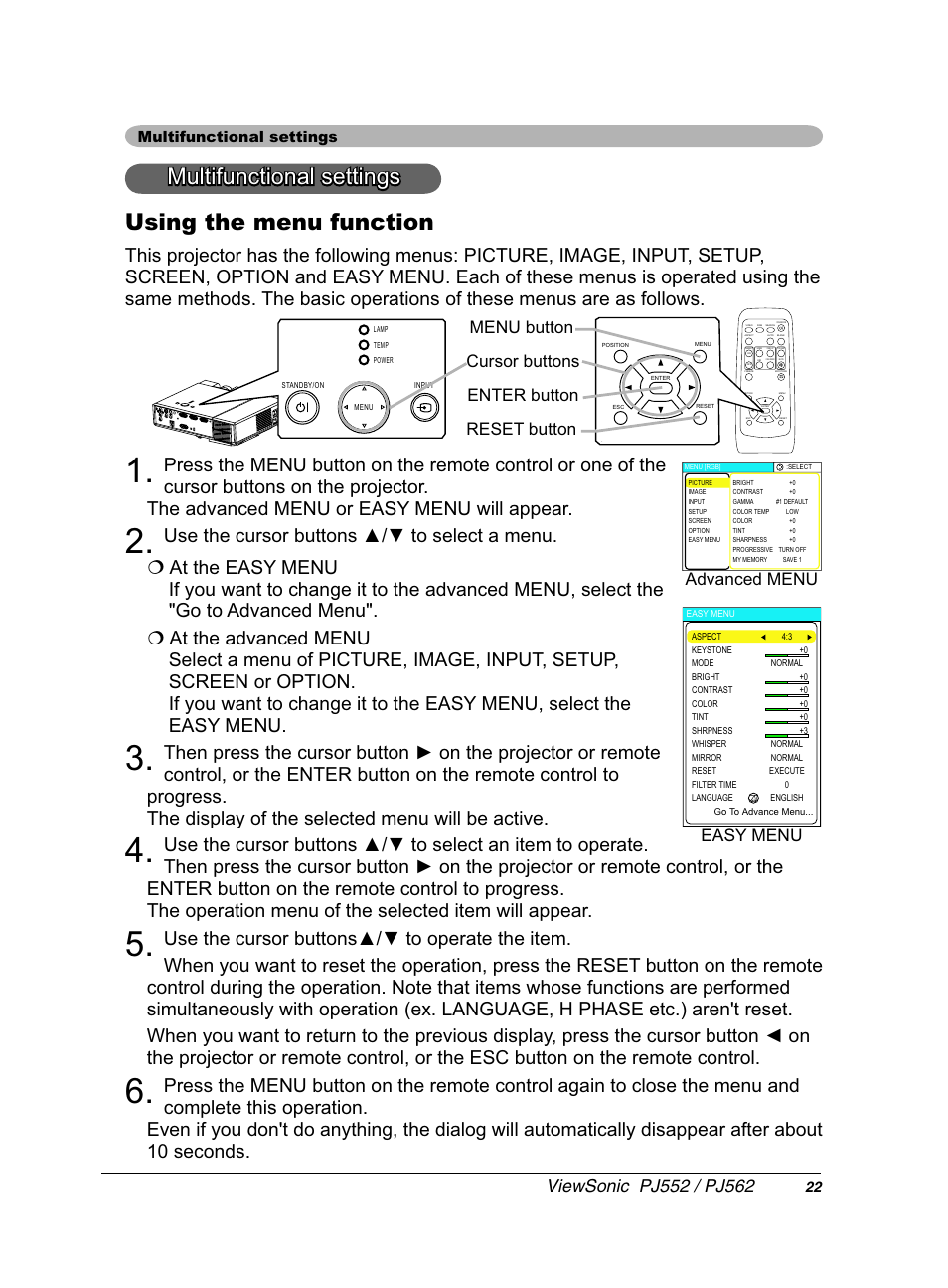 0xowlixqfwlrqdovhwwlqjv 8vlqjwkhphqxixqfwlrq, Gydqfhg0(18, 0xowlixqfwlrqdovhwwlqjv | VIEWSONIC PJ552 User Manual | Page 26 / 56