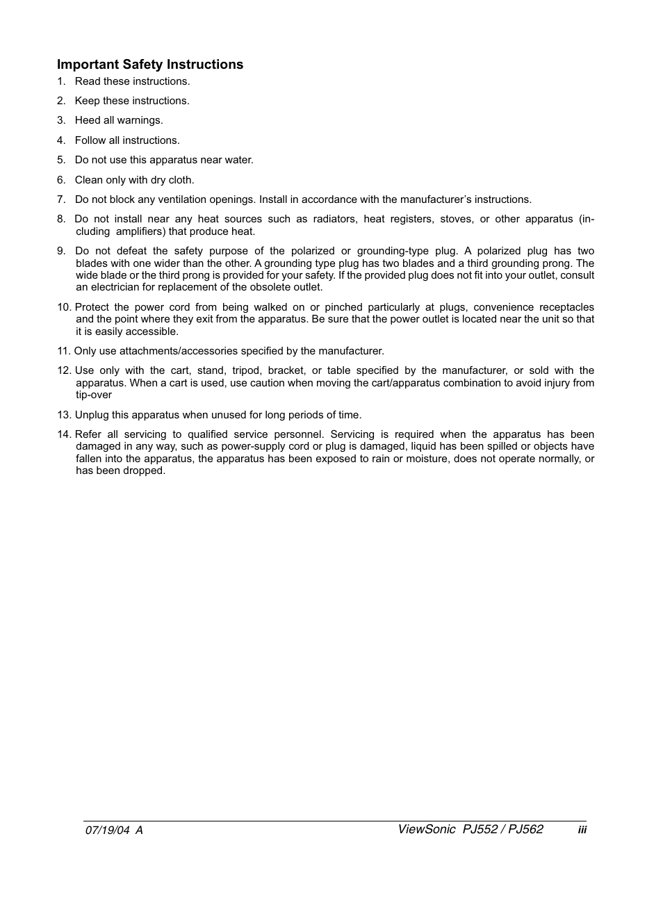 VIEWSONIC PJ552 User Manual | Page 4 / 56