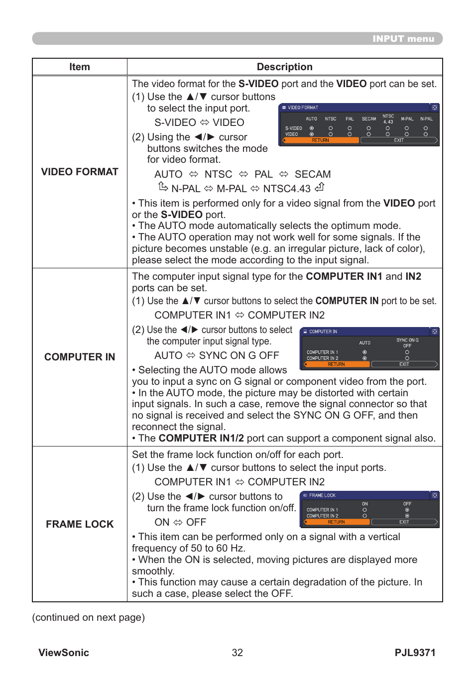 VIEWSONIC XGA LCD PROJECTOR pjl9371 User Manual | Page 37 / 89