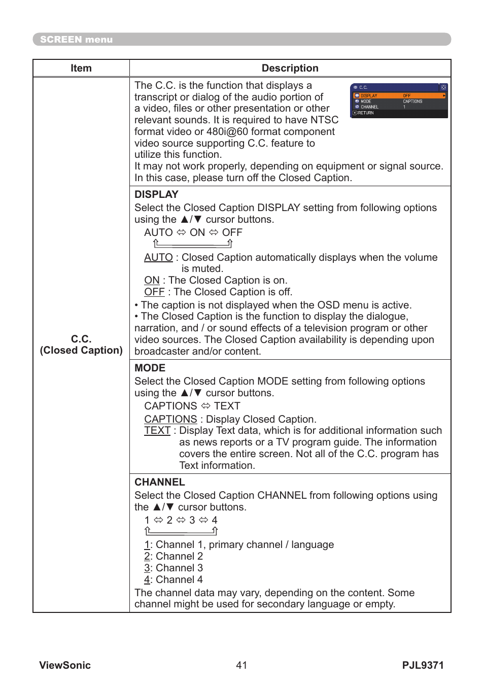 VIEWSONIC XGA LCD PROJECTOR pjl9371 User Manual | Page 46 / 89
