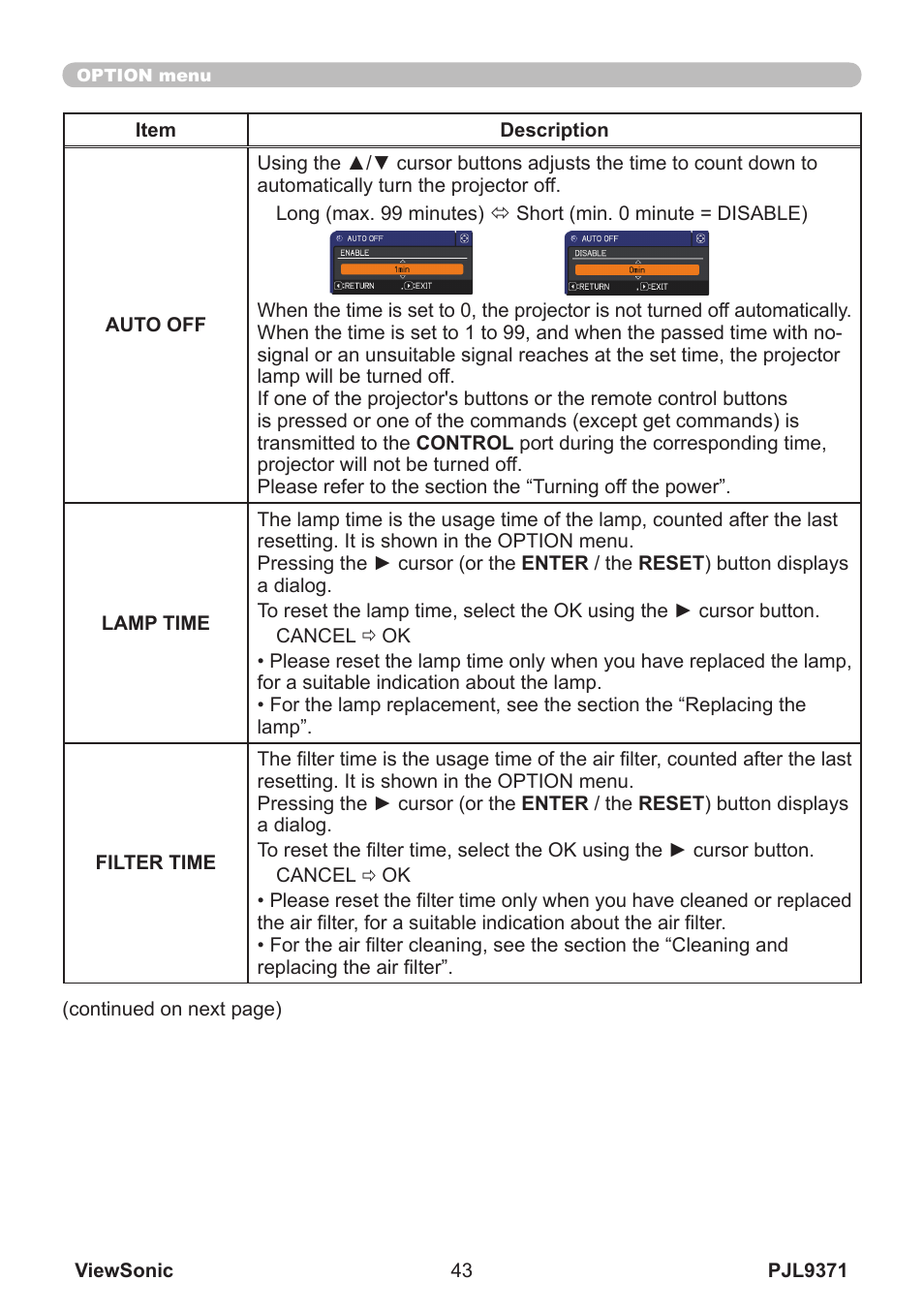 VIEWSONIC XGA LCD PROJECTOR pjl9371 User Manual | Page 48 / 89