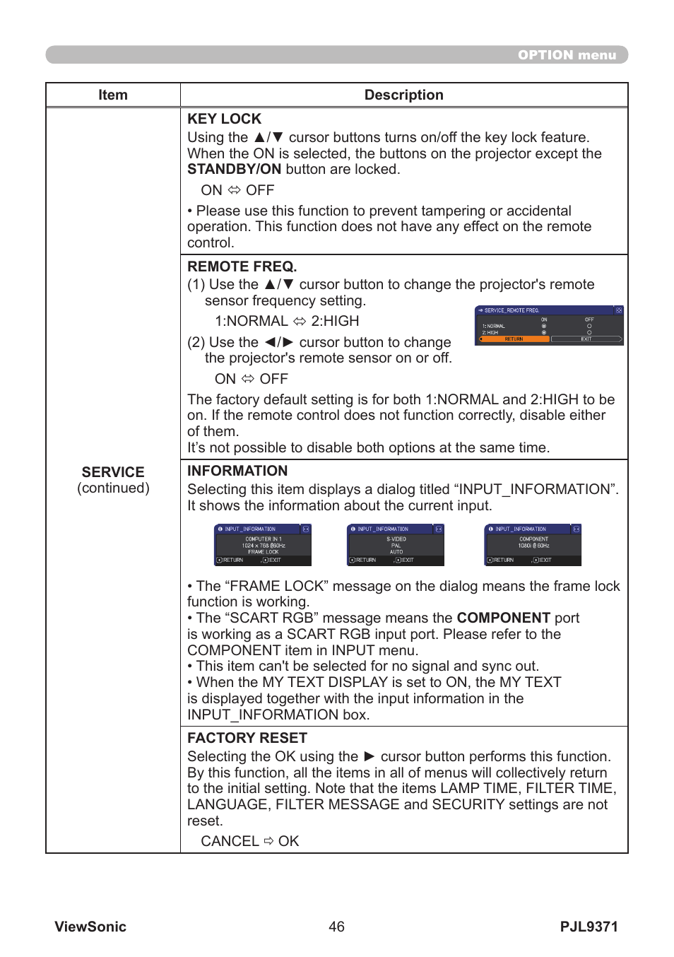 VIEWSONIC XGA LCD PROJECTOR pjl9371 User Manual | Page 51 / 89