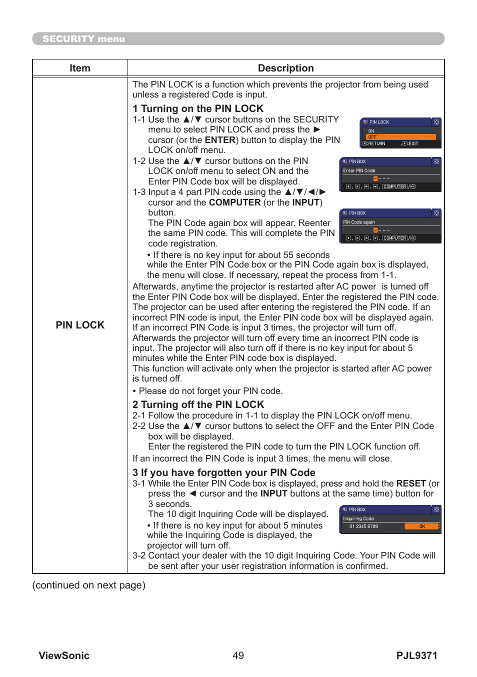 VIEWSONIC XGA LCD PROJECTOR pjl9371 User Manual | Page 54 / 89