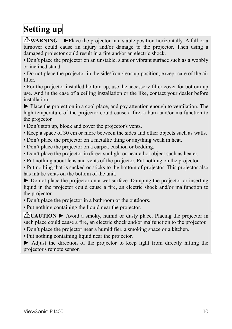 Setting up | VIEWSONIC PJ400 User Manual | Page 14 / 60