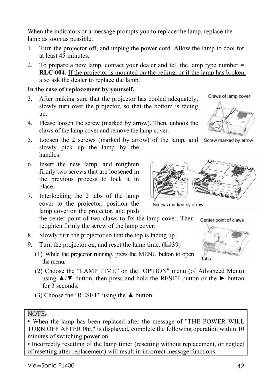 VIEWSONIC PJ400 User Manual | Page 46 / 60