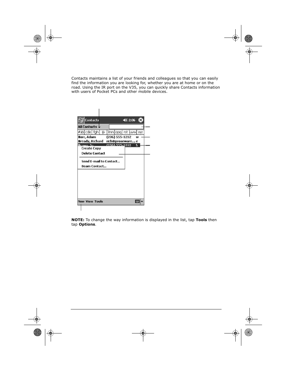 Managing contacts | VIEWSONIC V35 User Manual | Page 53 / 92