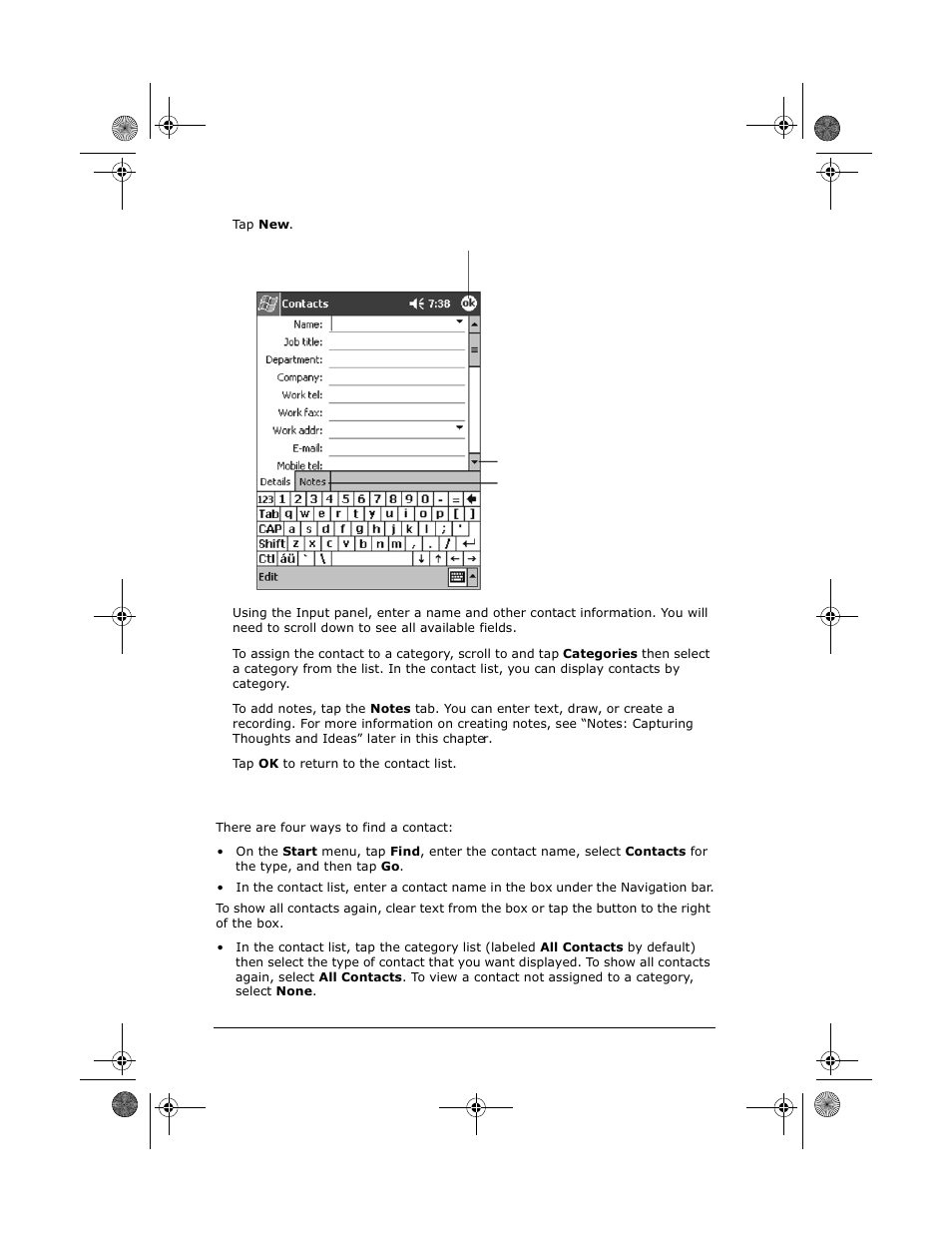 Finding a contact | VIEWSONIC V35 User Manual | Page 54 / 92