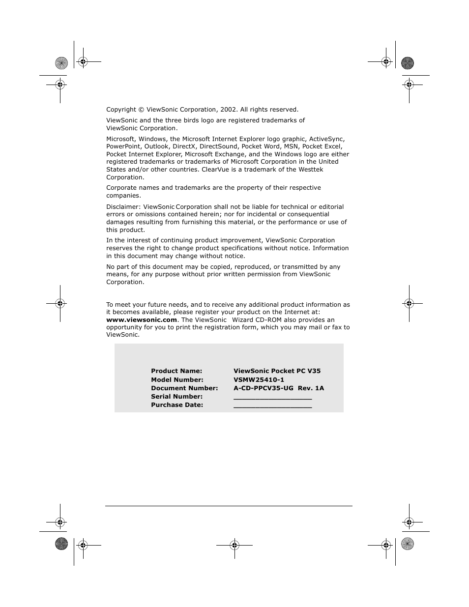 VIEWSONIC V35 User Manual | Page 6 / 92