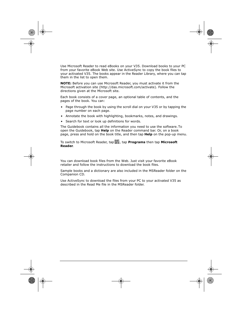 Microsoft reader, Getting books onto your v35 | VIEWSONIC V35 User Manual | Page 67 / 92