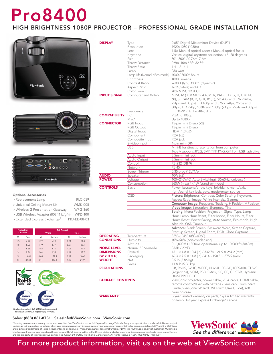Pro8400 | VIEWSONIC PRO8400 User Manual | Page 2 / 2