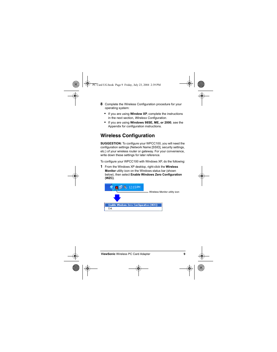 Wireless configuration | VIEWSONIC WPCC100 User Manual | Page 12 / 30