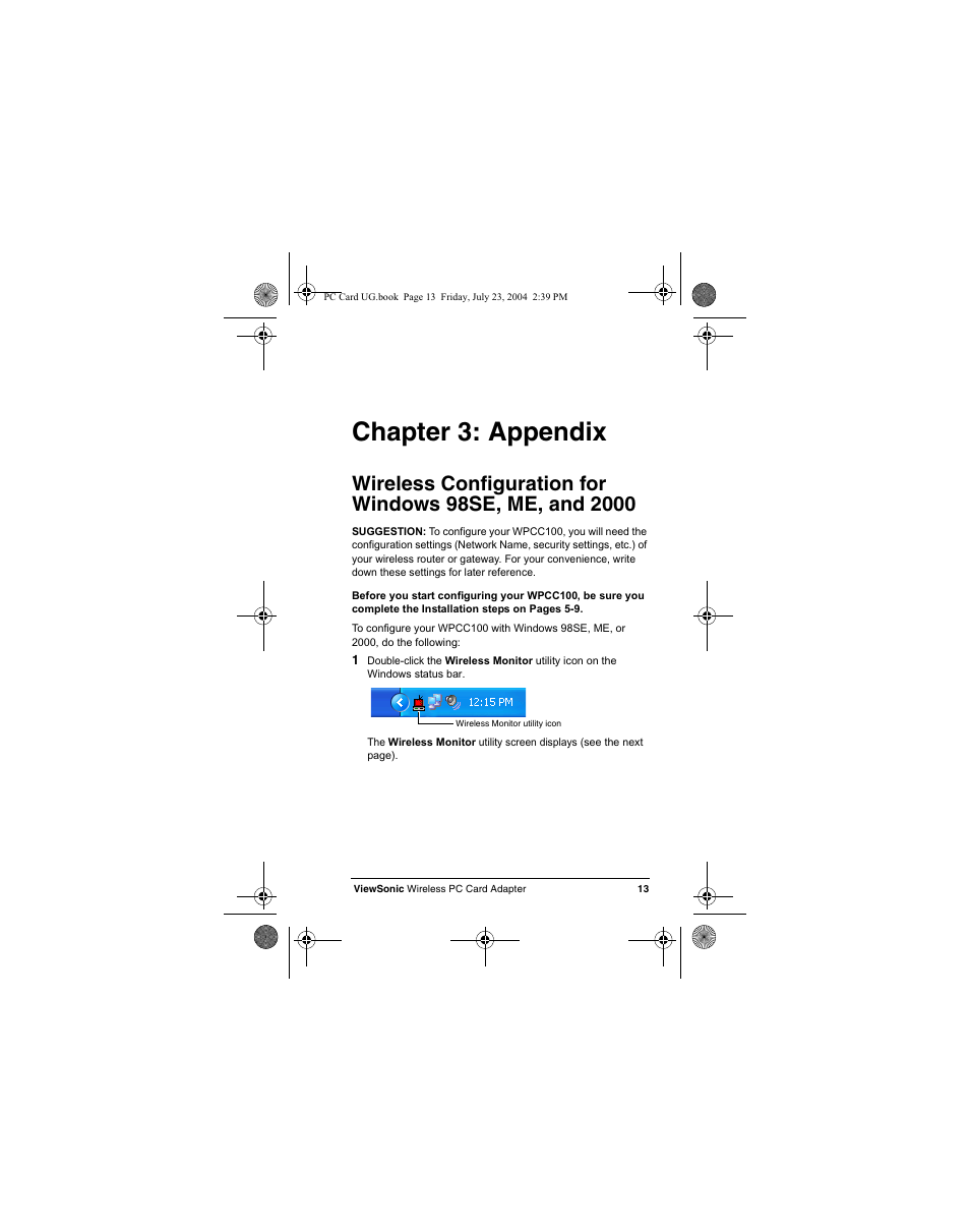 Chapter 3: appendix | VIEWSONIC WPCC100 User Manual | Page 16 / 30