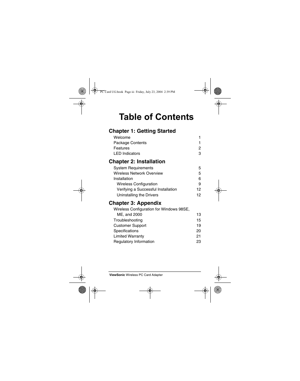 VIEWSONIC WPCC100 User Manual | Page 3 / 30