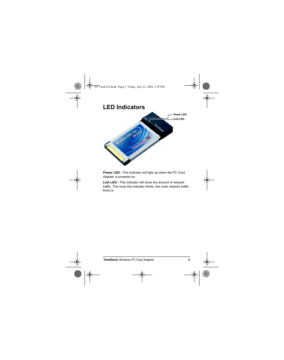 Led indicators | VIEWSONIC WPCC100 User Manual | Page 6 / 30