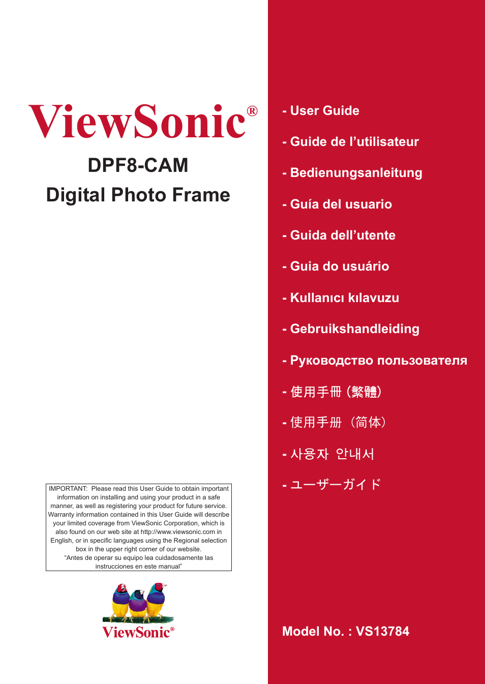 VIEWSONIC VS13784 User Manual | 26 pages