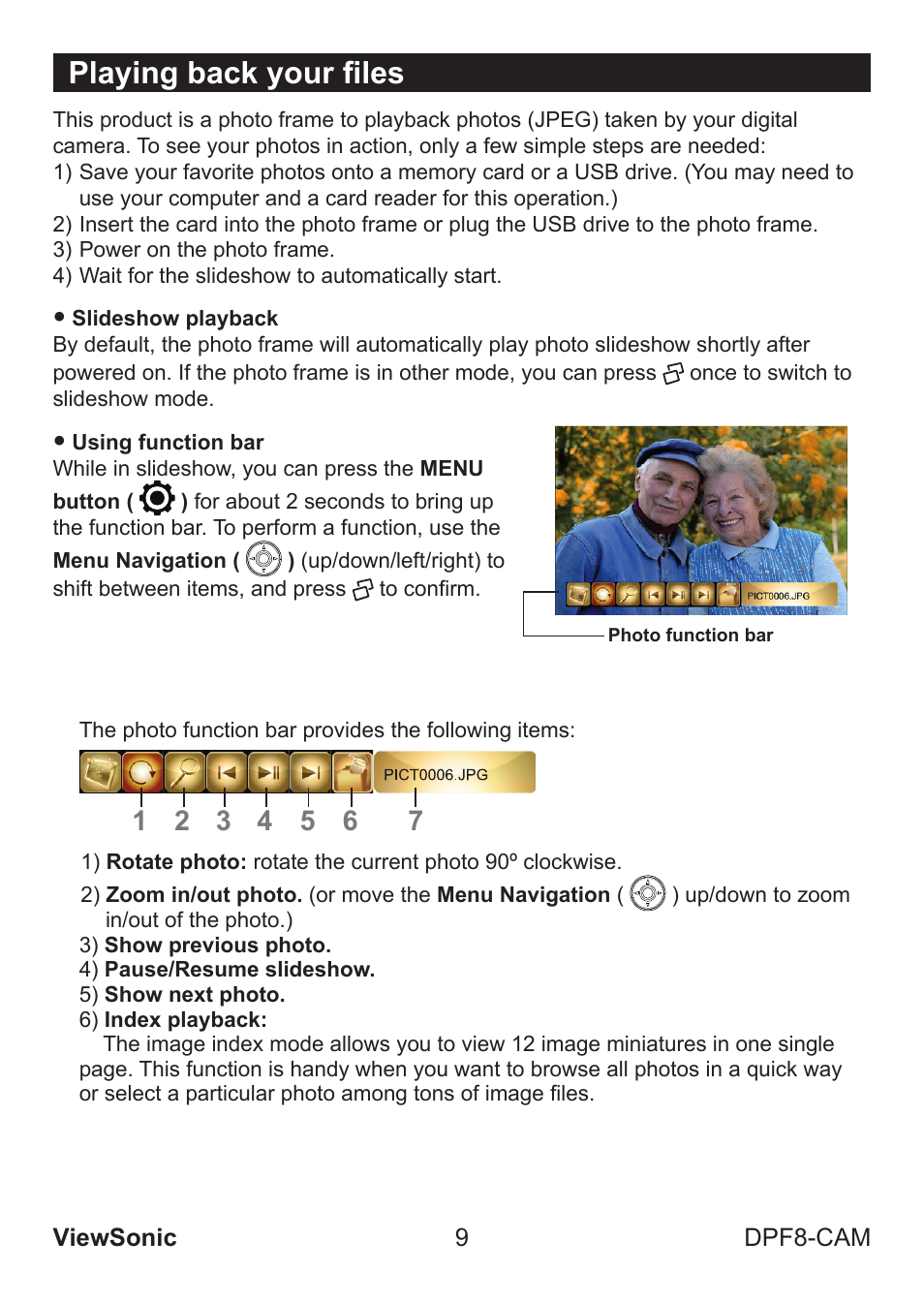 Playing back your files | VIEWSONIC VS13784 User Manual | Page 14 / 26