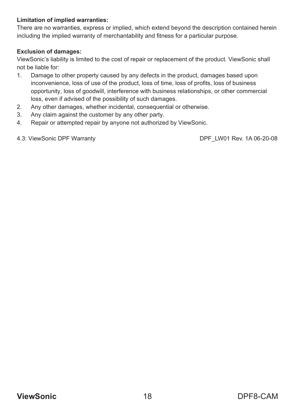 Viewsonic 18 dpf8-cam | VIEWSONIC VS13784 User Manual | Page 23 / 26