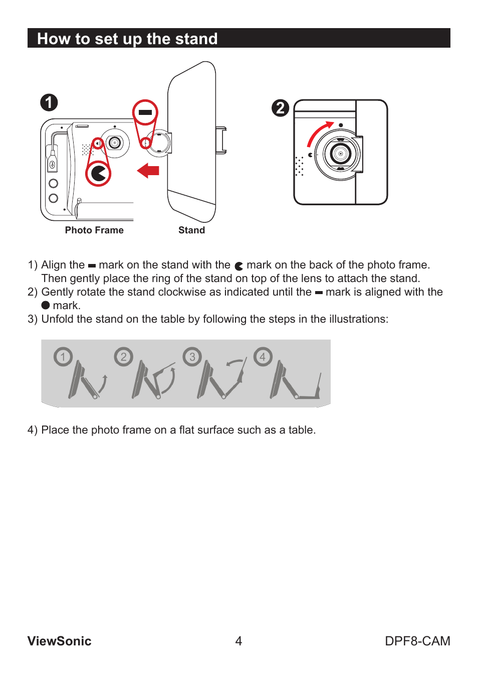 12 how to set up the stand | VIEWSONIC VS13784 User Manual | Page 9 / 26