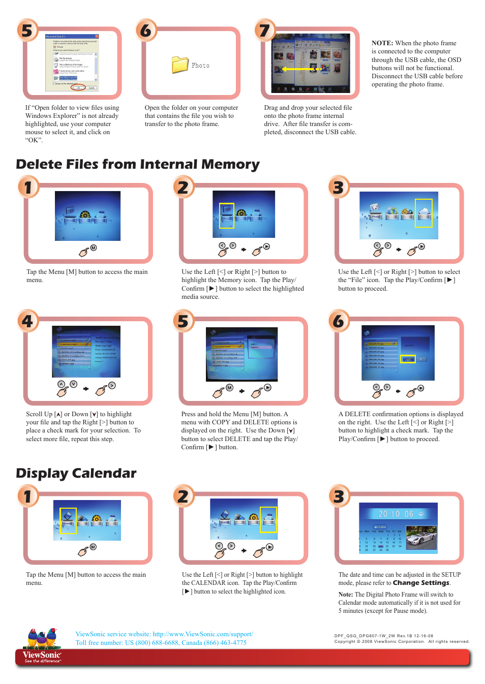 Display calendar | VIEWSONIC DPG807 User Manual | Page 4 / 4