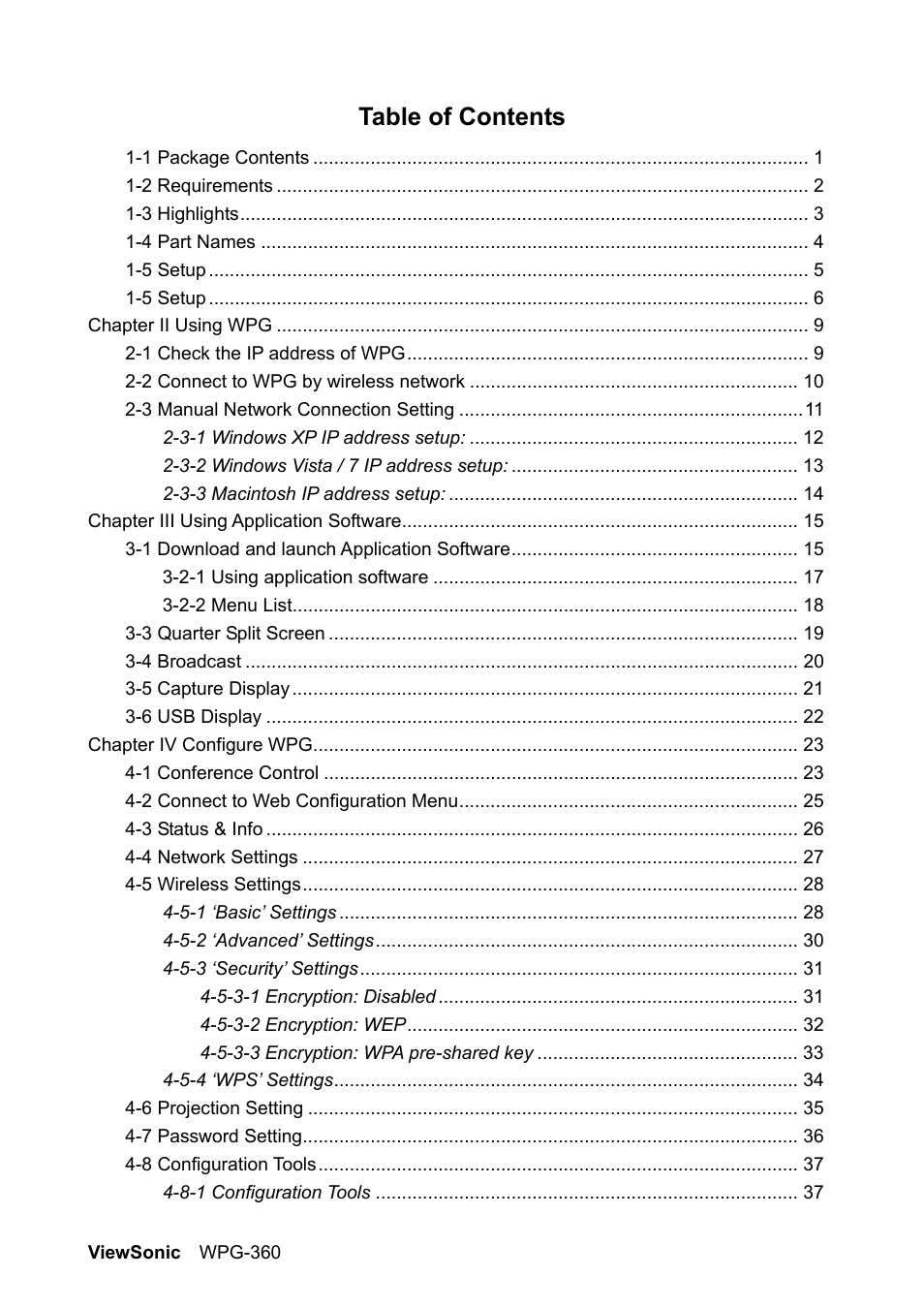 VIEWSONIC WPG-360 User Manual | Page 6 / 54