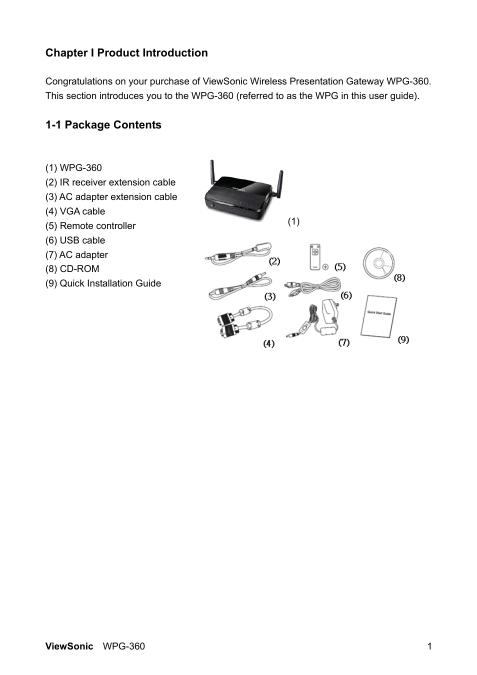 VIEWSONIC WPG-360 User Manual | Page 8 / 54