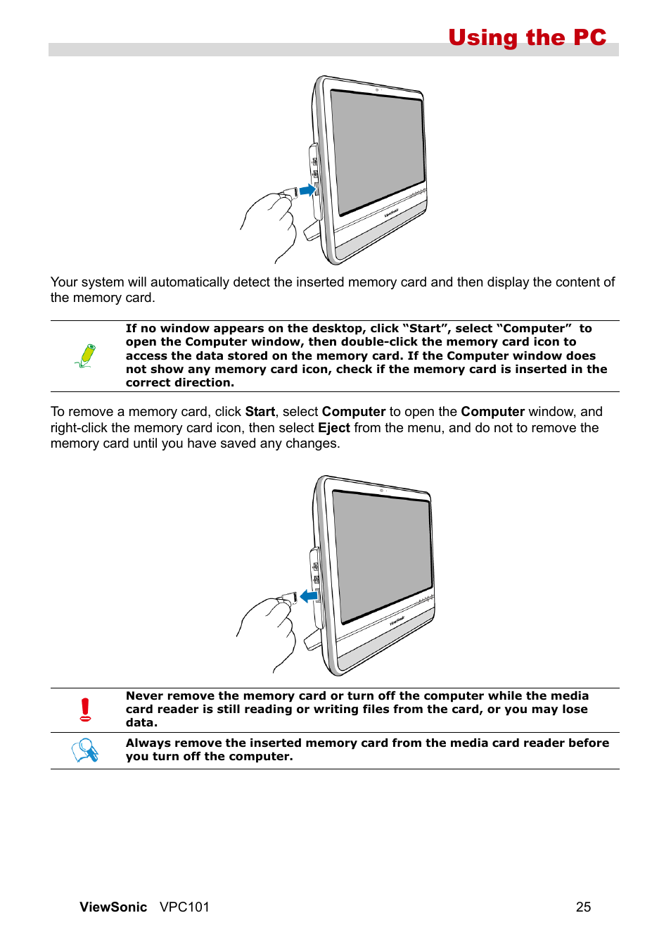 Using the pc | VIEWSONIC VS12602 User Manual | Page 32 / 64
