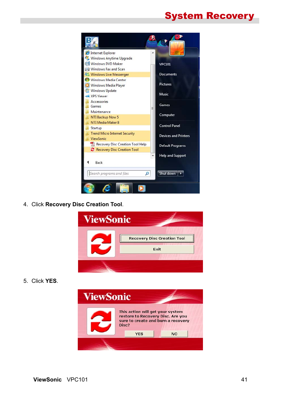 System recovery | VIEWSONIC VS12602 User Manual | Page 48 / 64