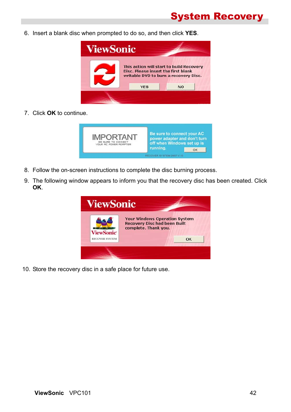 System recovery | VIEWSONIC VS12602 User Manual | Page 49 / 64